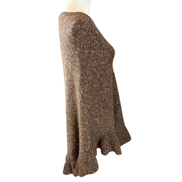Cabi Poncho Shawl Women's ONE SIZE Cape Heather Brown Ruffle Hem Flowy - Picture 5 of 11